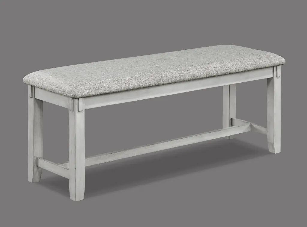 Driftwood Finish Height Bench Gray White Upholstery kanepe