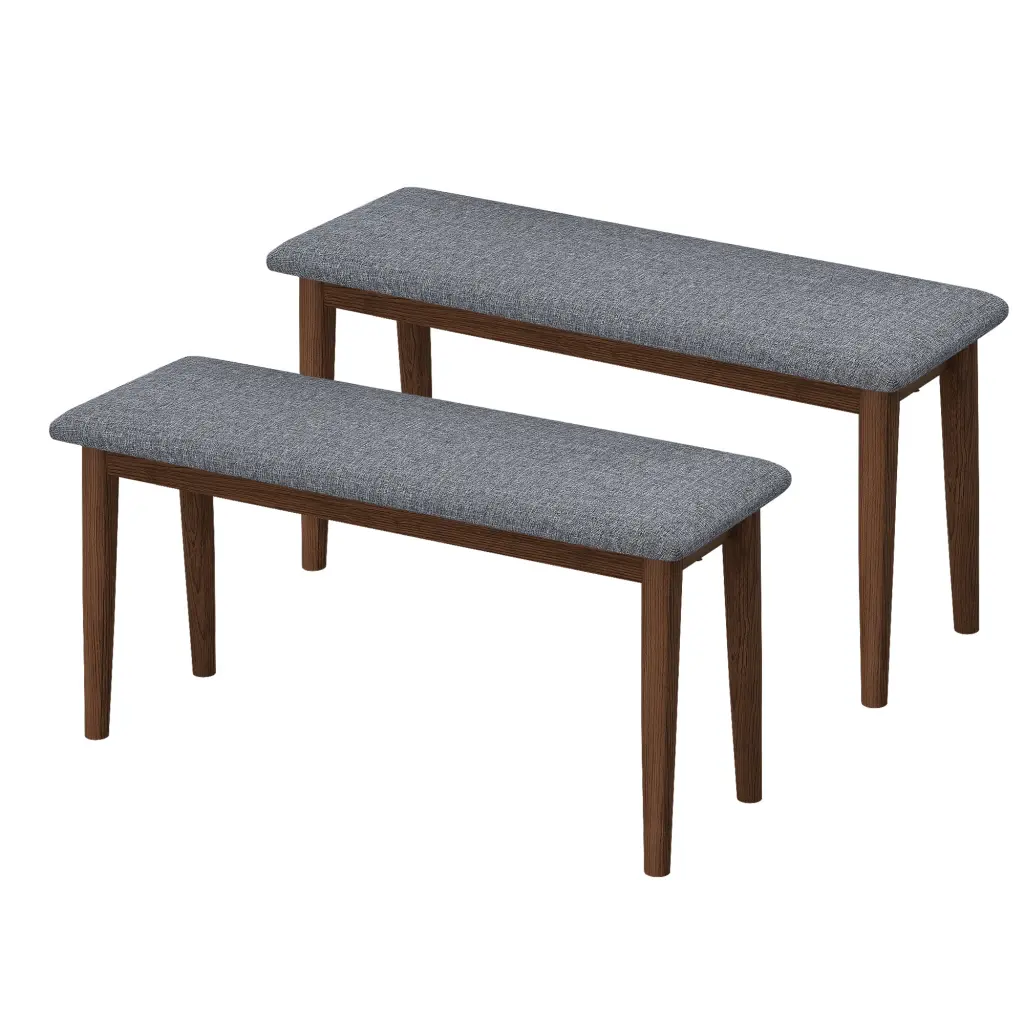 2Pcs Upholstered Benches Retro Upholstered Bench Solid Rubber Wood Entryway rnb