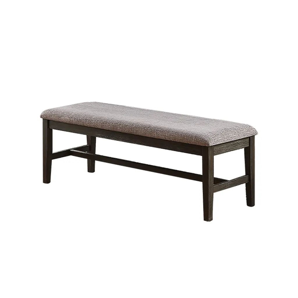 Dining Bench Upholstered Cushion Grey Solid Timber Dining Room Bench simple relax