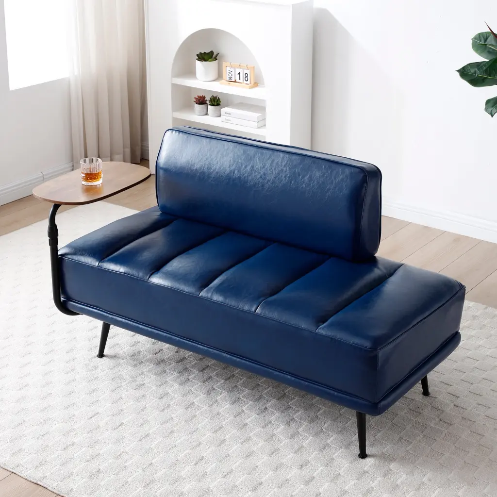 55 Inch Width Modern End Bed Bench Blue Faux Hide Upholstered Storage Bench trusting furniture