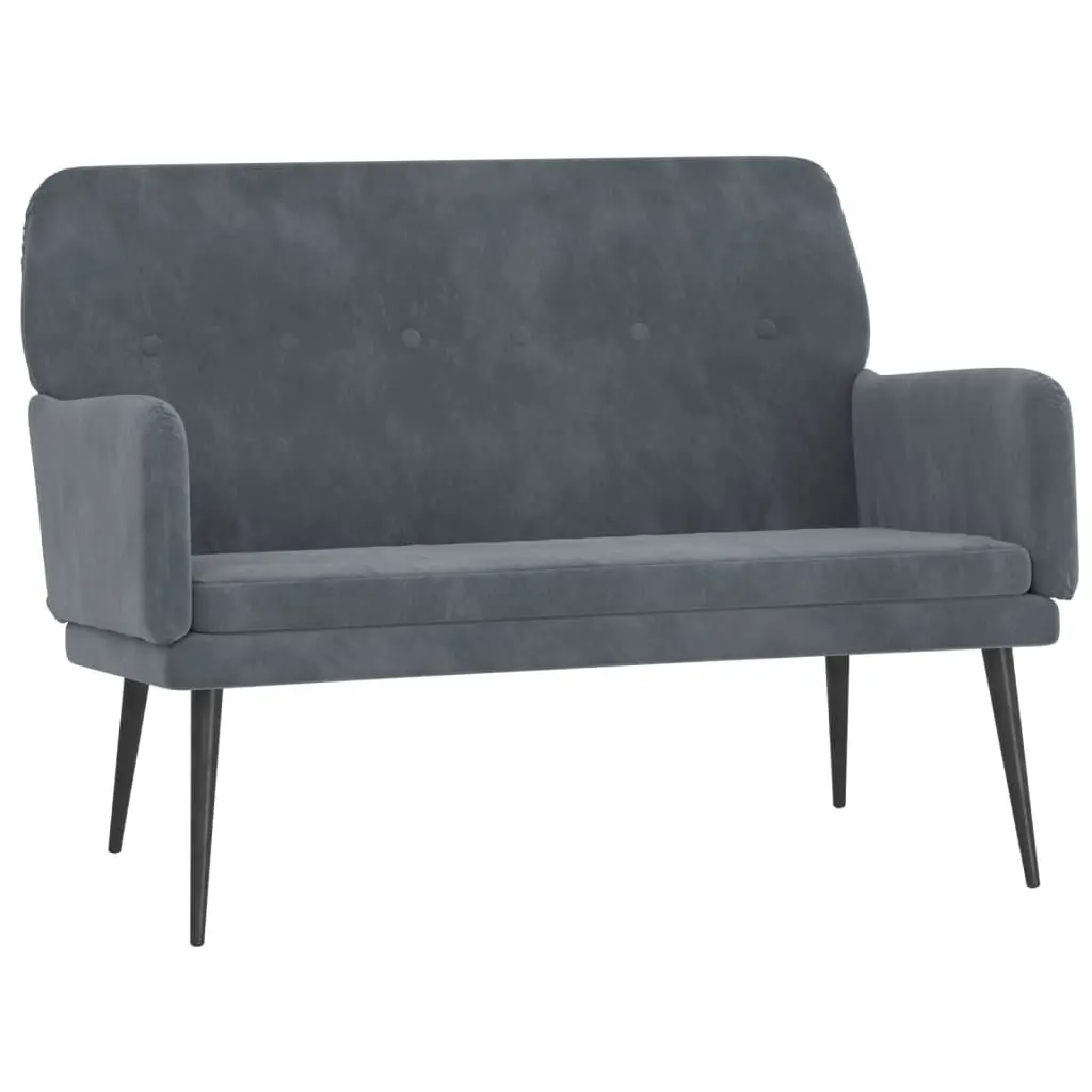 Velvet Upholstered Bench Dark Gray 42.5 Inches Modern Seating Bedroom or Entryway