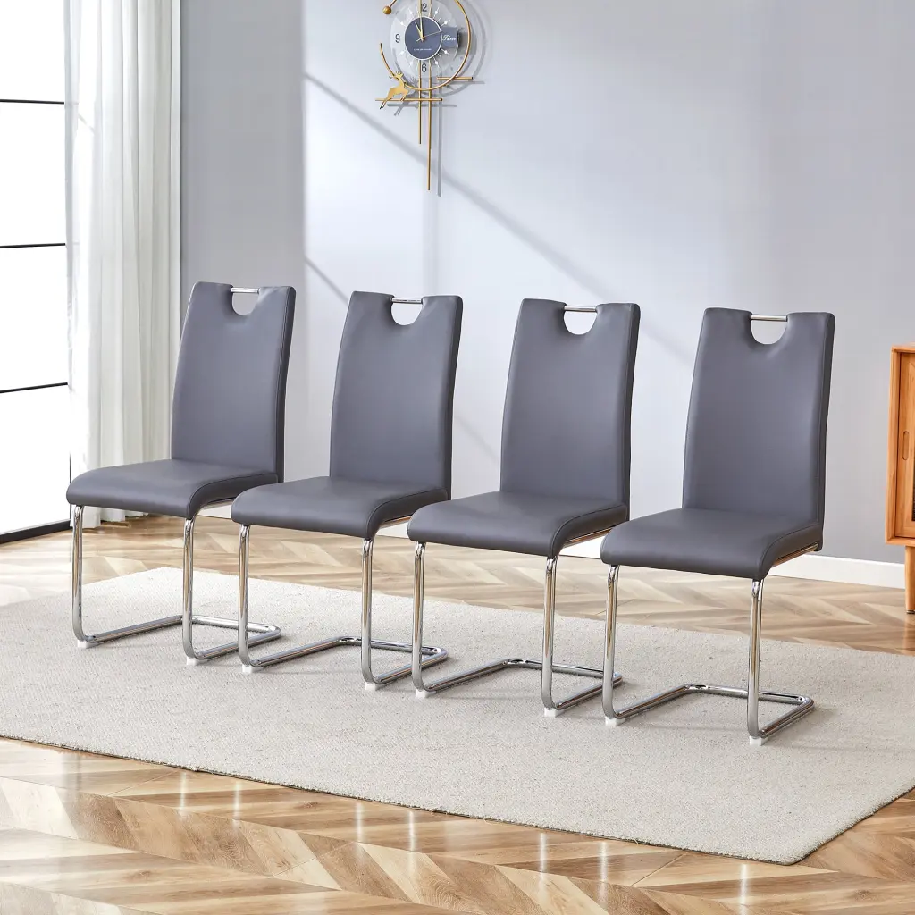 Modern Dining Chairs Set 4 Side Dining Room Kitchen Chairs Faux Leather Upholstered Seats a-q house