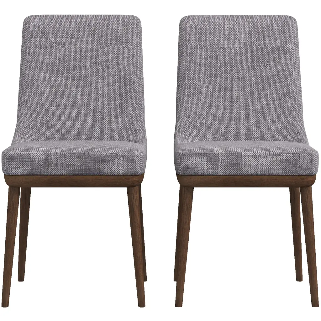 Kate Mid Century Modern Dining Chair Set 2 Grey Polyester Upholstered Chairs ashcroft furniture
