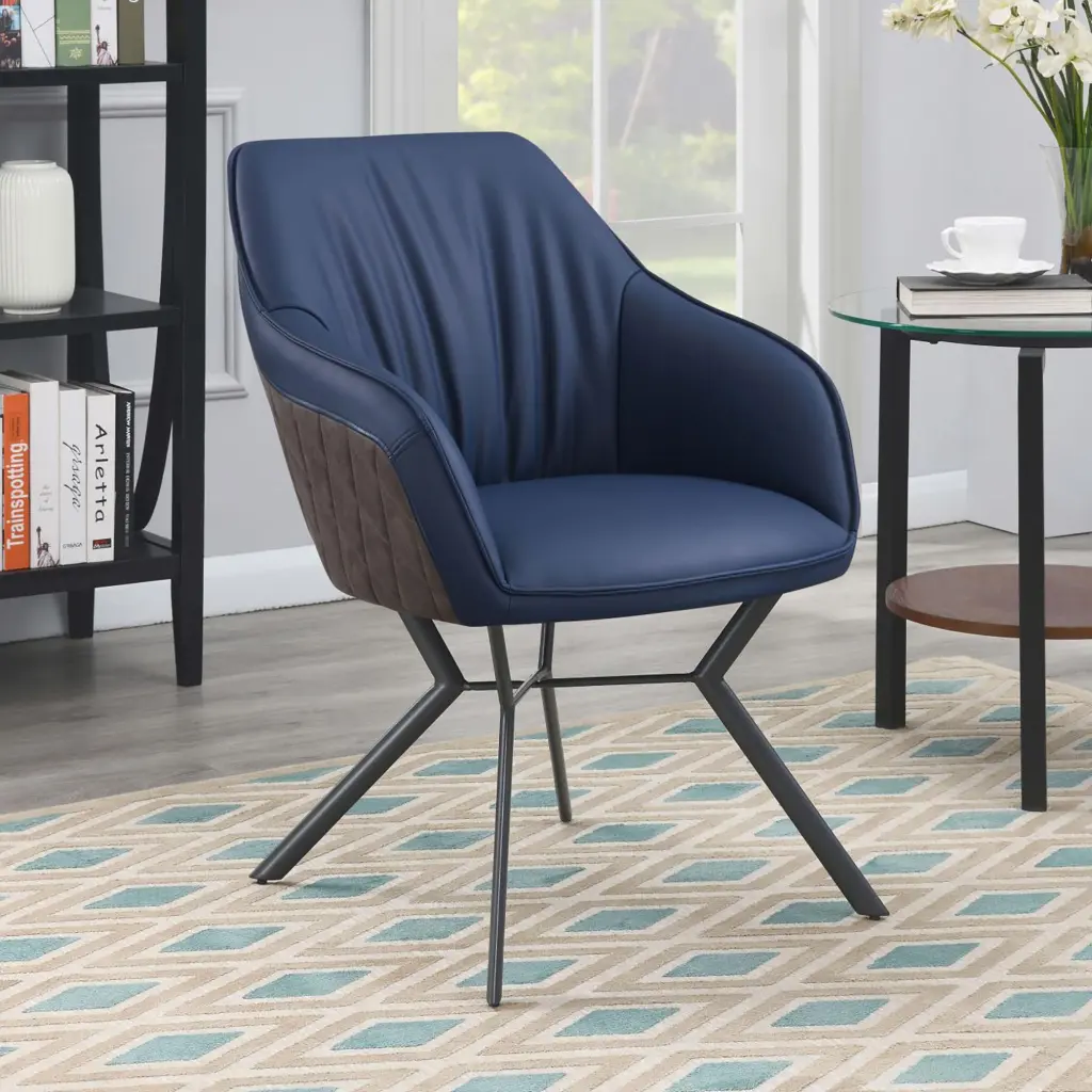 Blue And Gunmetal Upholstered Dining Chairs Set 2 Solid Blue Modern Kitchen Chairs furniture max