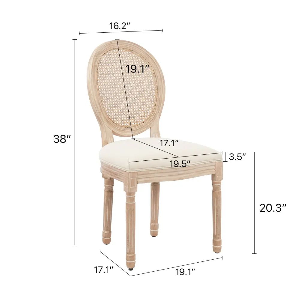 Hengming Upholstered Materiale Rattan Back French Dining Chair hengming store
