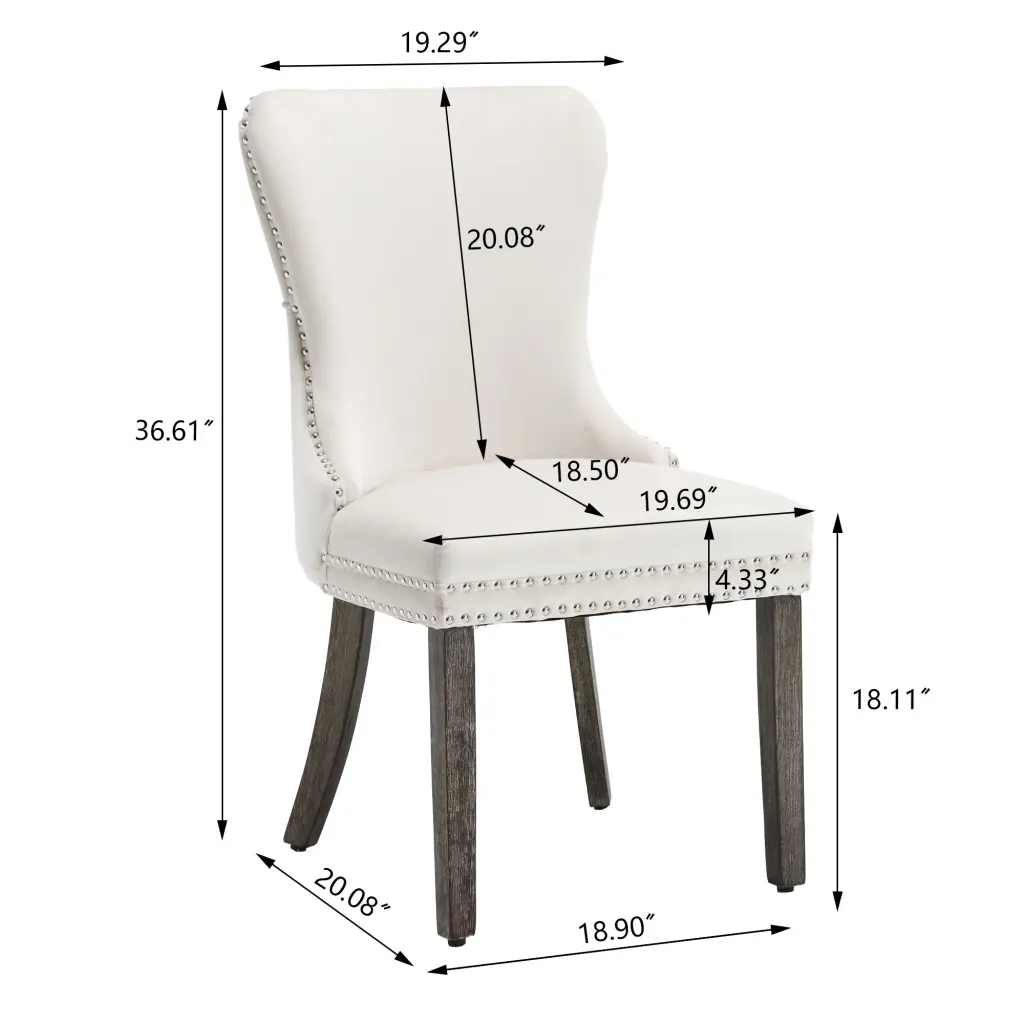 Hengming Velvet Upholstered Dining Chairs High End Tufted Wingback Design Set 2 hengming store