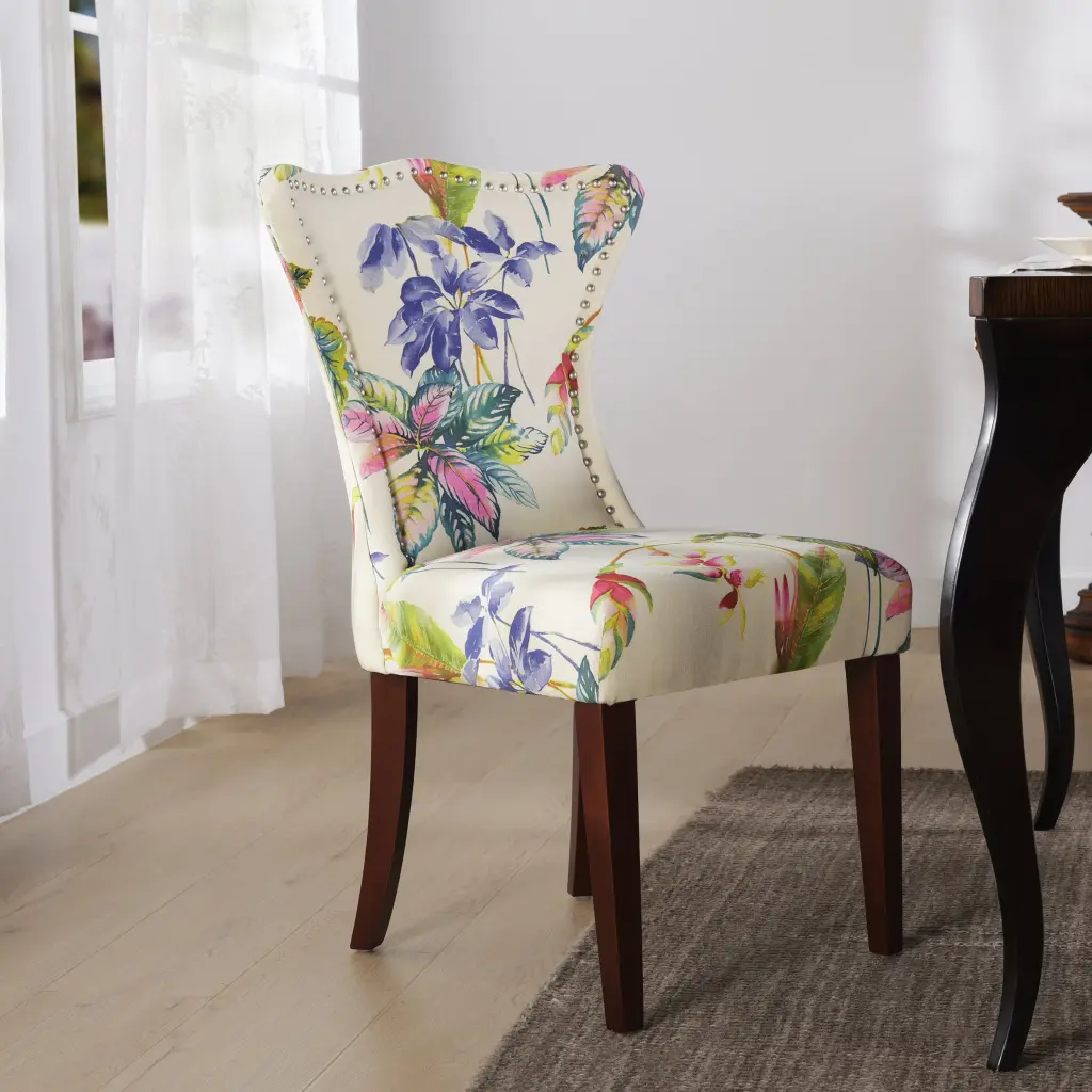 Paradise Upholstered Accent Chair, Off White Floral Printed Woven Fabric Chair jennifer taylor home