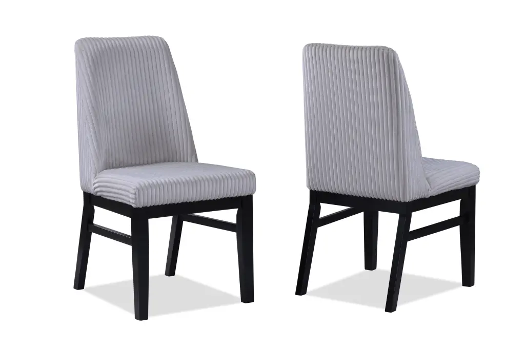 2Pc Contemporary Upholstered Side Chair Light Gray Textured Fabric kanepe