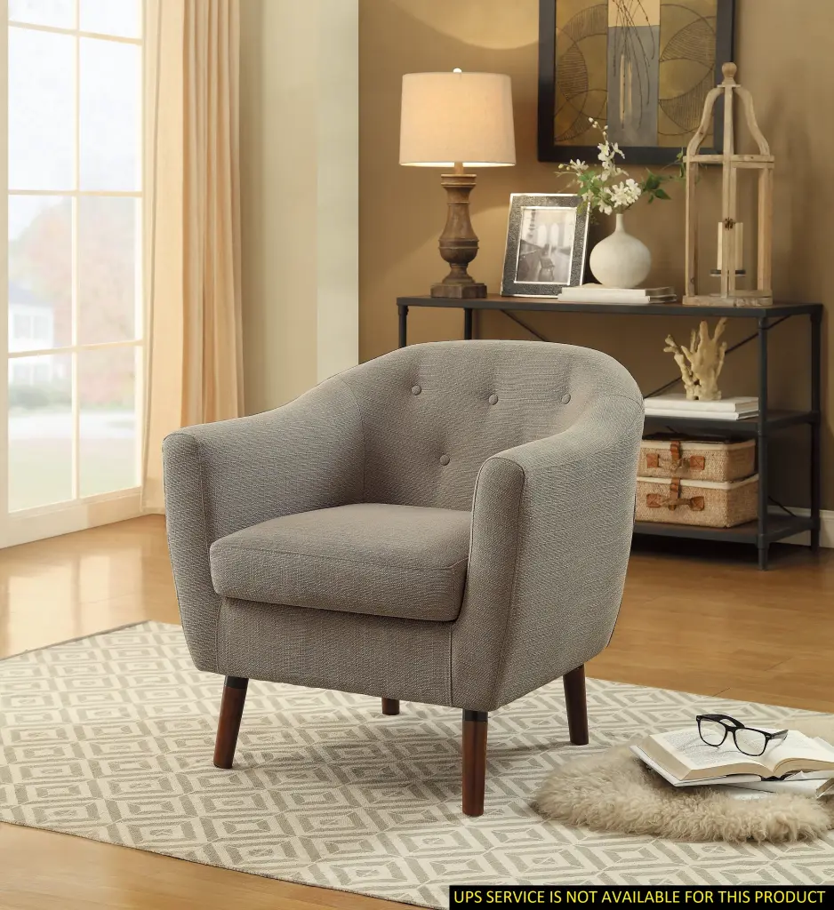 Beige Fabric Upholstered Accent Chair 1Pc Espresso Finish Legs Button Tufted Design kanepe