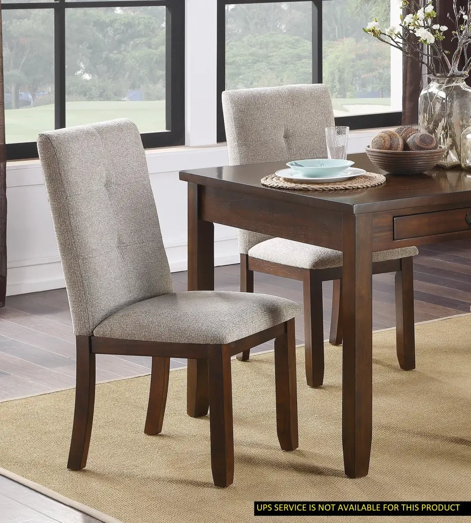 Chenille Upholstered Dining Chairs Set 2 Dark Cherry Finish kanepe