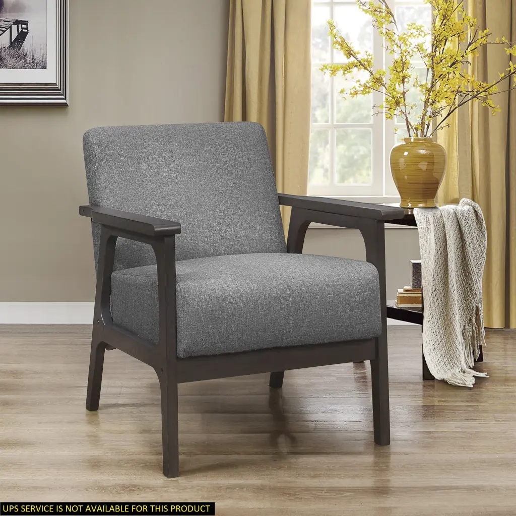 Gray Upholstered Accent Chair 1Pc Solid Elastomerwood Antique Gray Finish kanepe