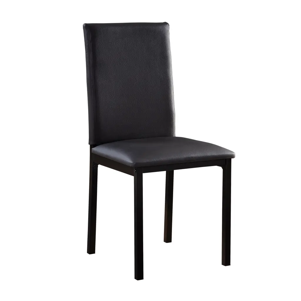 Set 4 Dining Chairs Black Faux Hide Upholstery Casual Dining Room kanepe