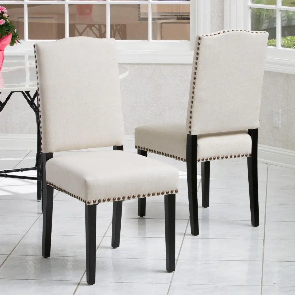 Madison KD Stud Dining Chair Beige Upholstered Modern Kitchen Furniture nh-purenest