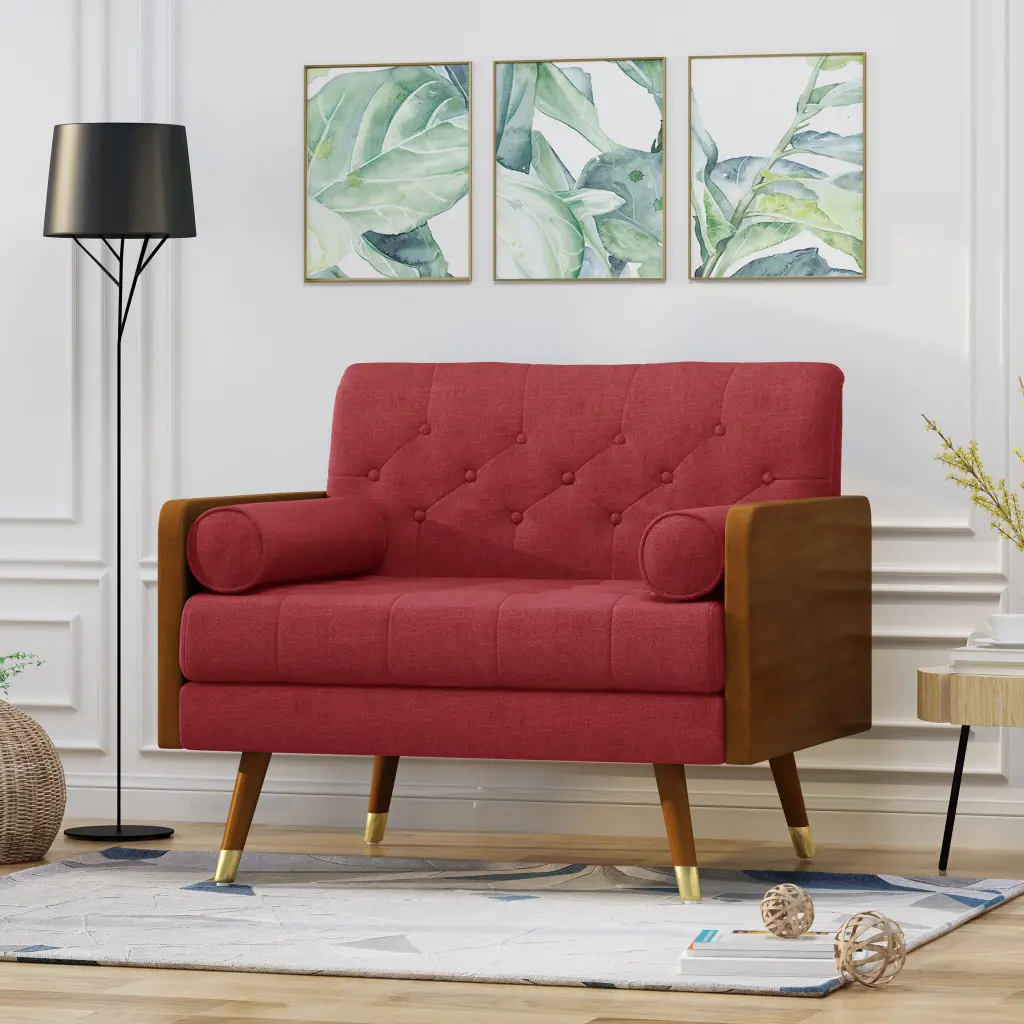 Red Upholstered Club Chair Modern Living Room Furniture nh-purenest