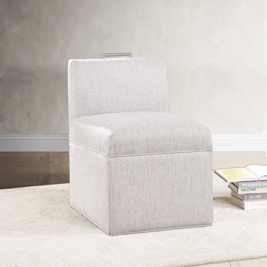 Della Modern Upholstered Castered Chair Sea Oat Beige Foam Material ridgecrest home
