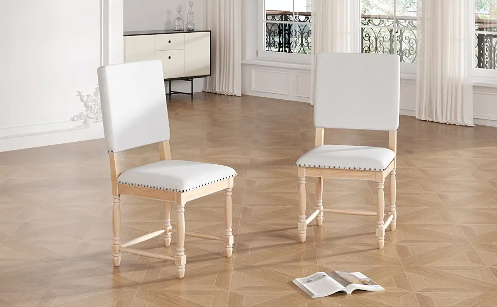 Vintage Traditional 2-Piece Upholstered Dining Chairs Padded Back rnb