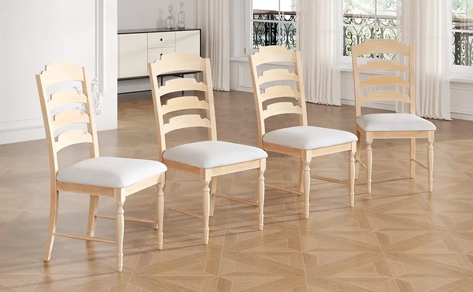 Vintage Traditional 4 Piece Upholstered Dining Chairs Serrated Design rnb