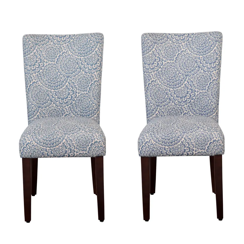 Wooden Parson Dining Chairs Floral Patterned Upholstery Set 2 Elegant Seating royal hampton