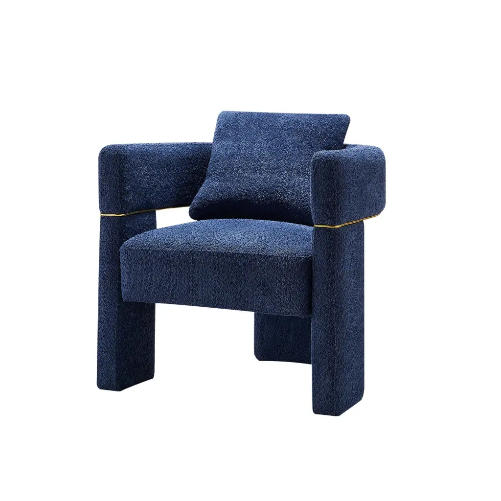 30.51" Wide Boucle Upholstered Accent Chair Navy Living Space wq furniture
