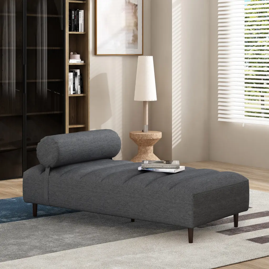 Charcoal Upholstered Chaise Lounge Modern Living Room Furniture nh-perfect home