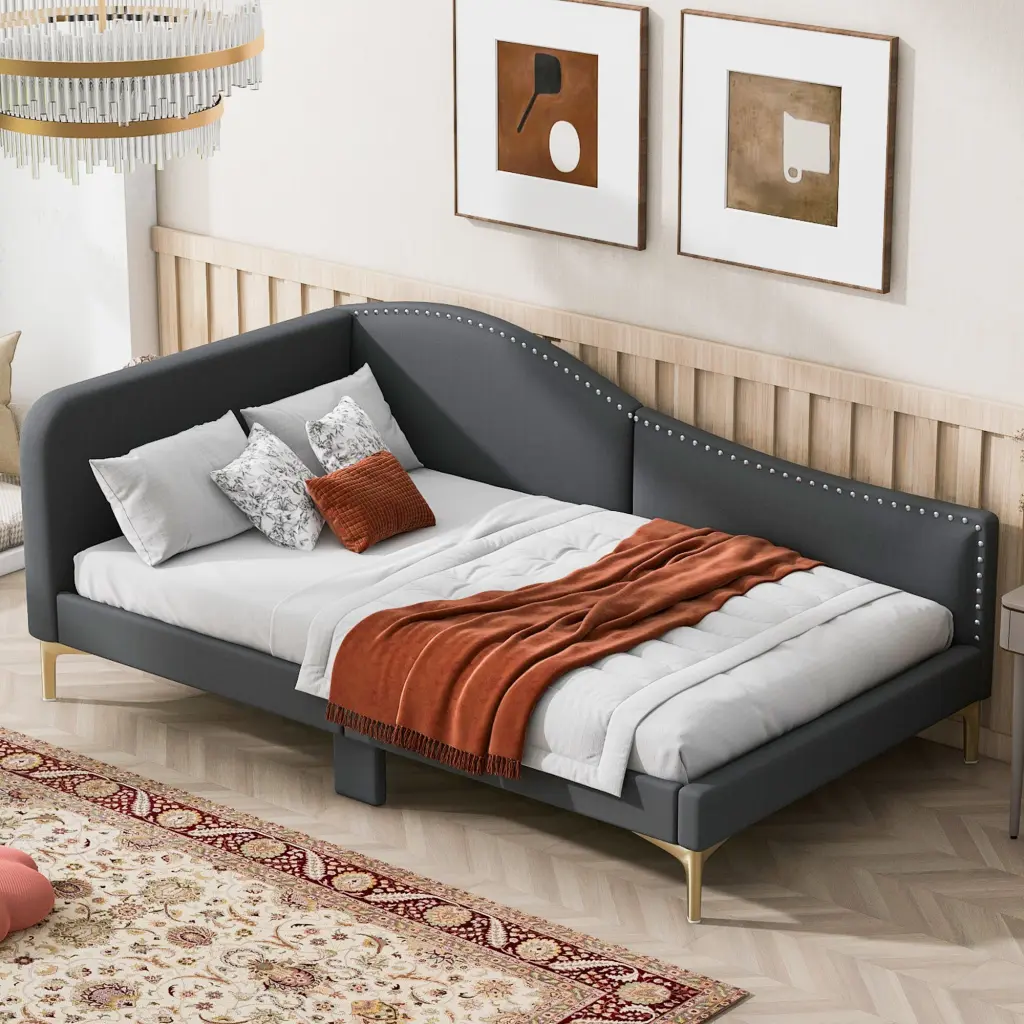 Twin Upholstered Daybed Headboard and Armrests wm dreamland