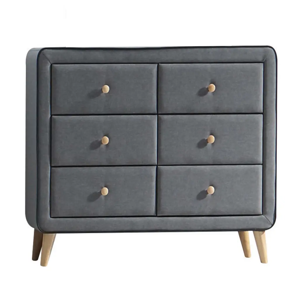 Light Grey Upholstered 6 Drawer Double Gowner Light Grey Bedroom Dresser furniture max