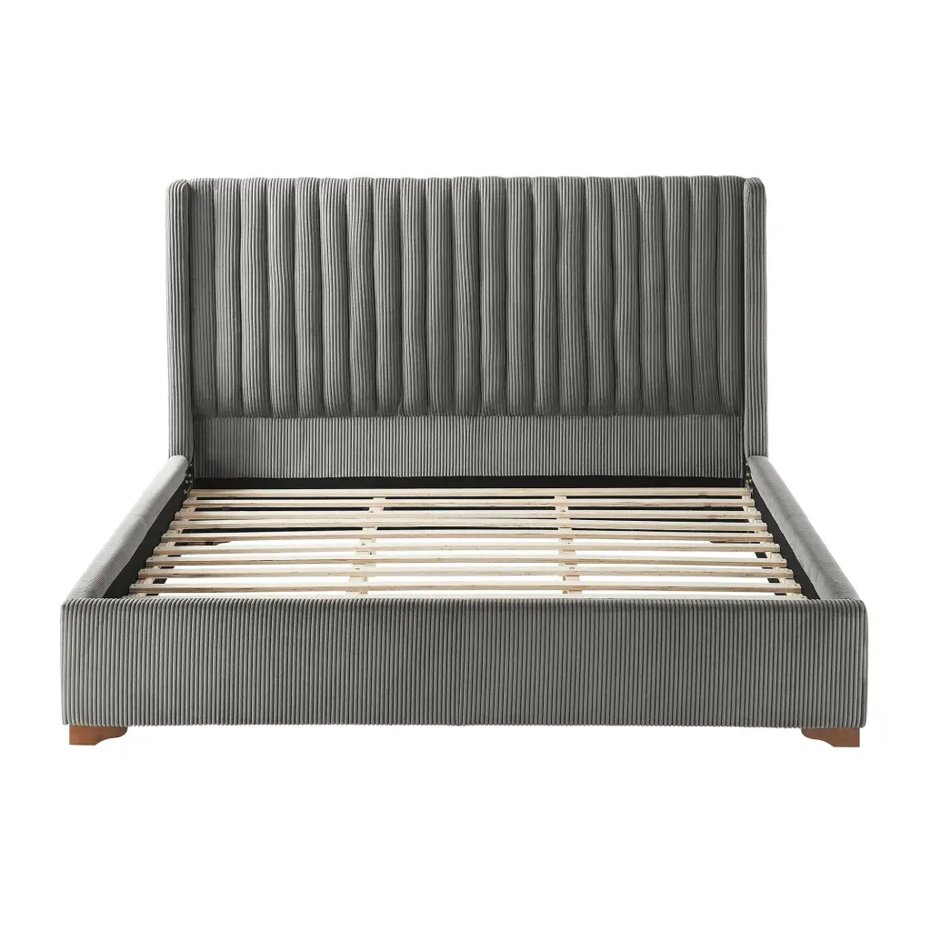 King Dimensions Modern Design Bed Frame Upholstered Queen Bed Frame Platform Headboard justone