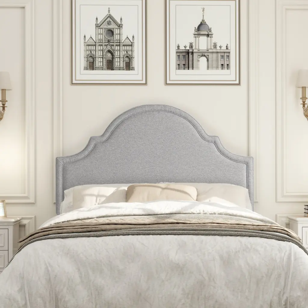 Catherine Upholstered Queen Headboard Light Grey Polyester Gray Foam jennifer taylor home