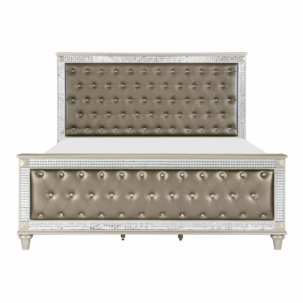 Glamorous Style Champagne Finish Queen Bed Upholstered Headboard 1Pc kanepe