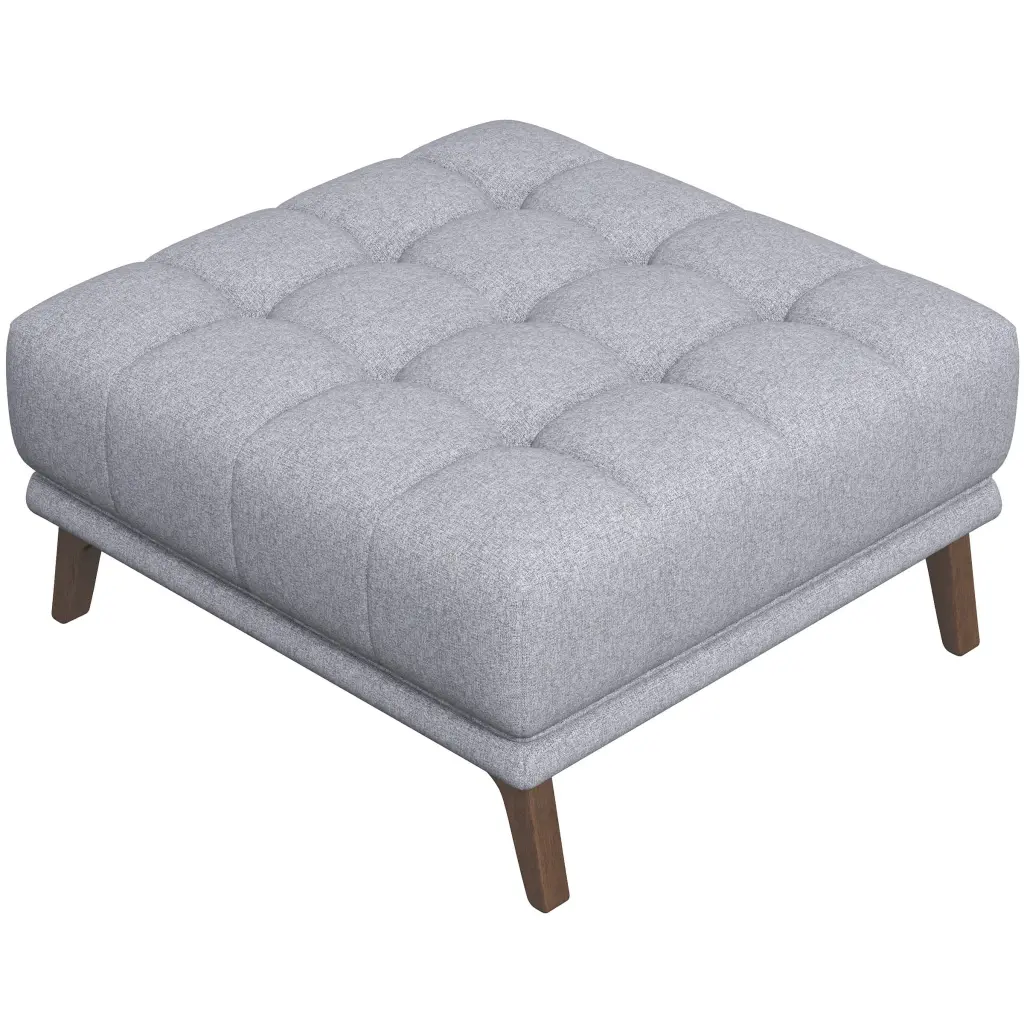 Addison Square Upholstered Ottoman Gray Light Gray and Wood Brown ashcroft furniture