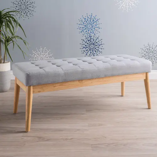Ottoman Light Gray Upholstered Footstool Pouf nh-an-can