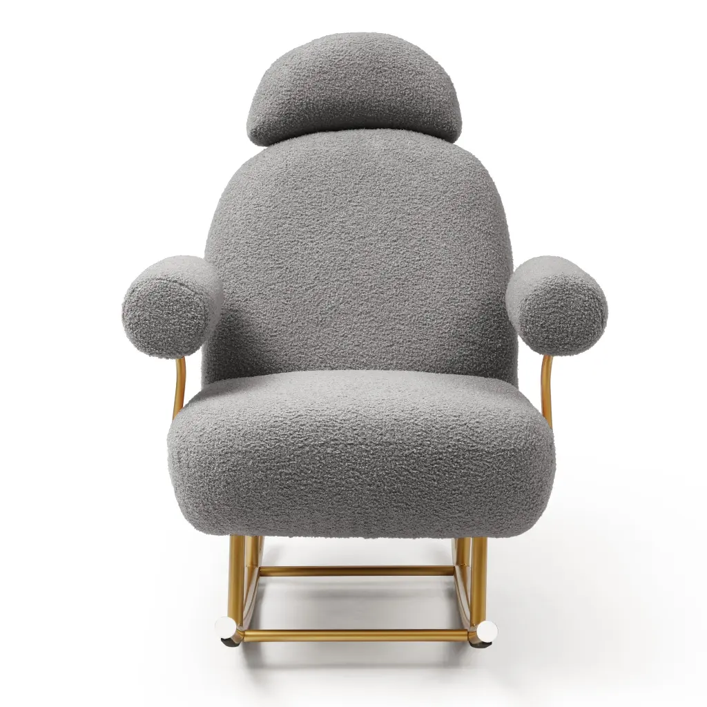 Modern Sherpa Material Nursery Rocking Chair Accent Upholstered Rocker Glider aijiafurniture