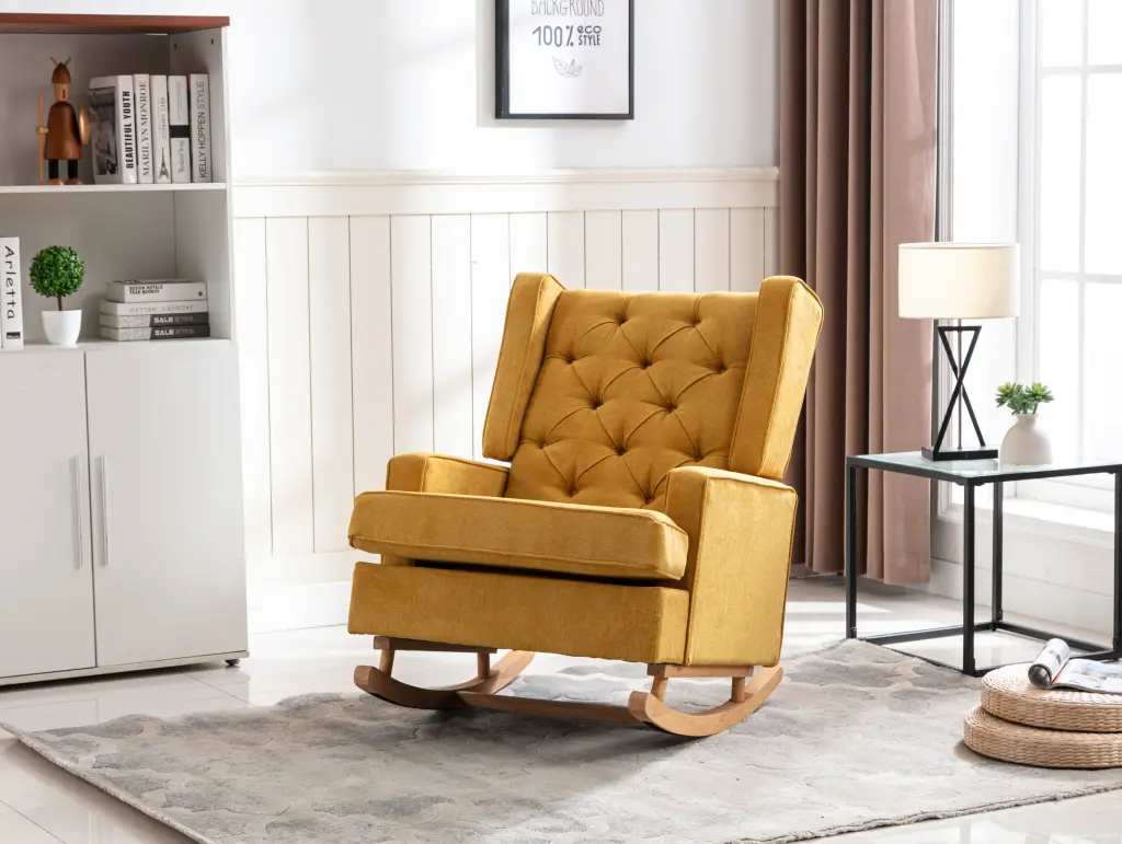 Coolmore Nursery Rocking Chair Upholstered Mid Century Modern Rocker coolmore w-395