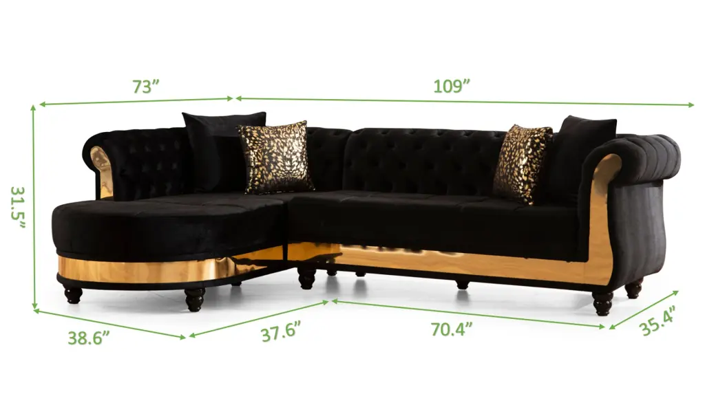 Gold Specification Tufted Upholstered Sectional Sofa Black galaxy home furnishings