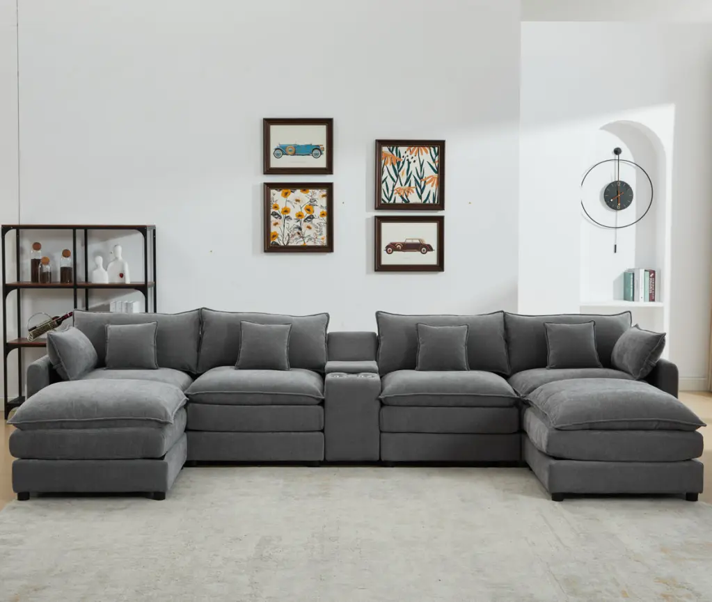 4 Seat Upholstered Sectional Sofa Couch Modern Living Room Furniture w2915