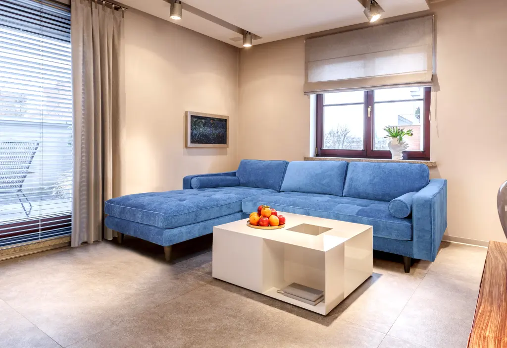 Anderson LAF Sectional Sofa Denim Blue Upholstered Modern Living Room Couch western ace furniture- inc
