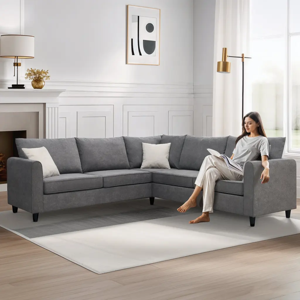 91x91" Modern Upholstered Living Room Sectional Sofa - L-Shaped Comfort gt