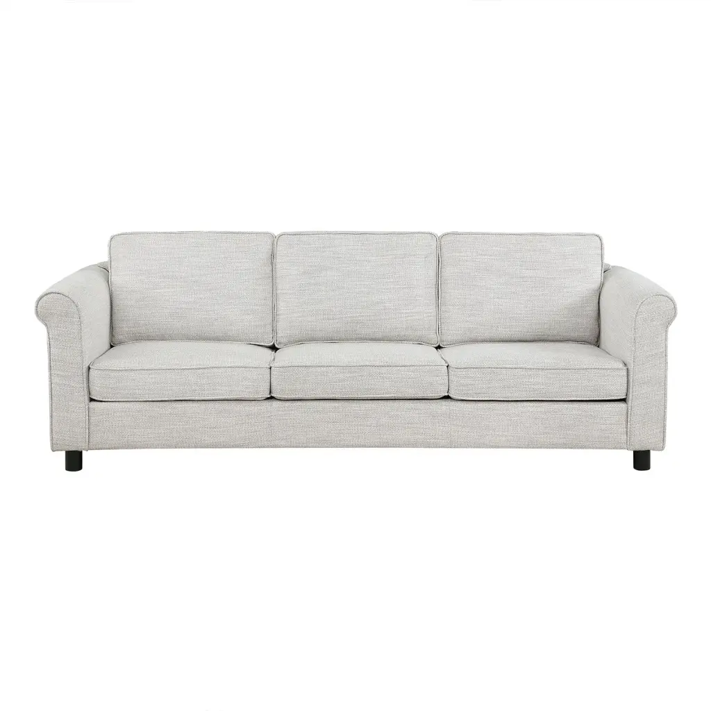 89.37 Inch 3 Seats Upholstered Sofa Bishop Beige Fabric Sofa justone interior