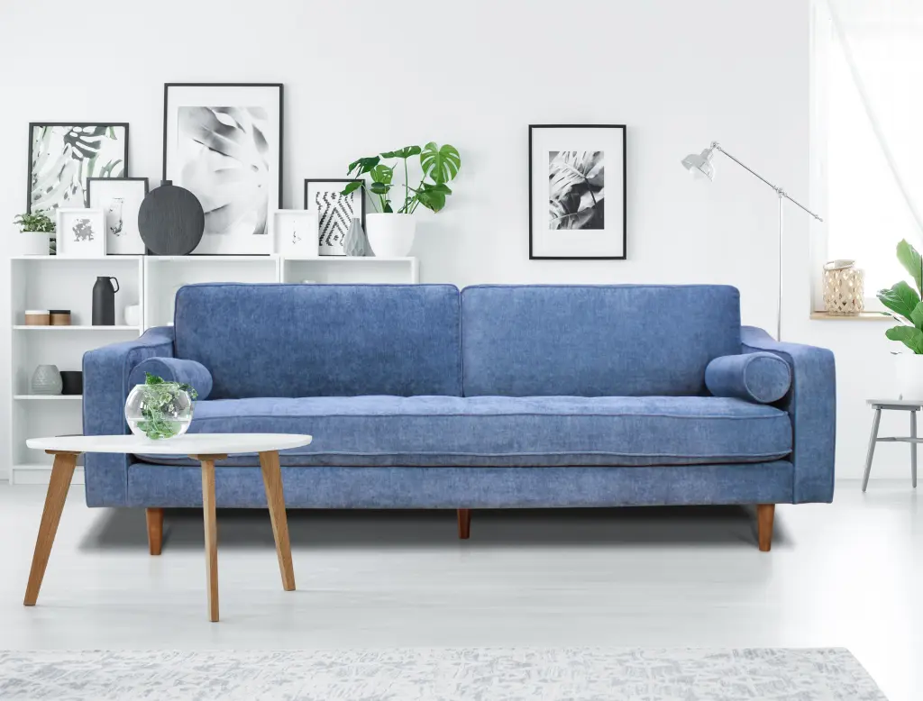 Anderson Sofa Denim Blue Upholstered Living Room Couch western ace furniture- inc