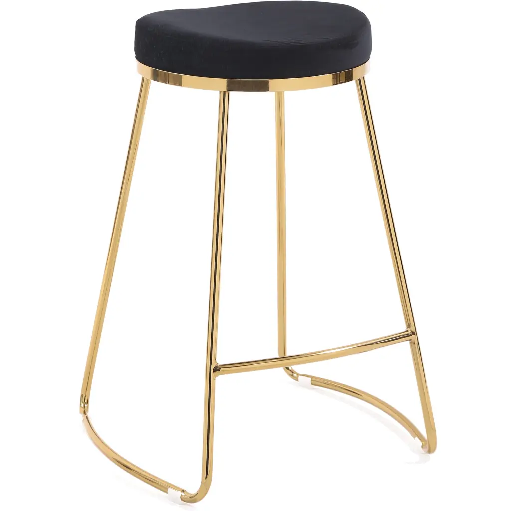 Jane 26 Inch Mid Century Modern Premium Upholstered Stool Black Velvet ashcroft furniture