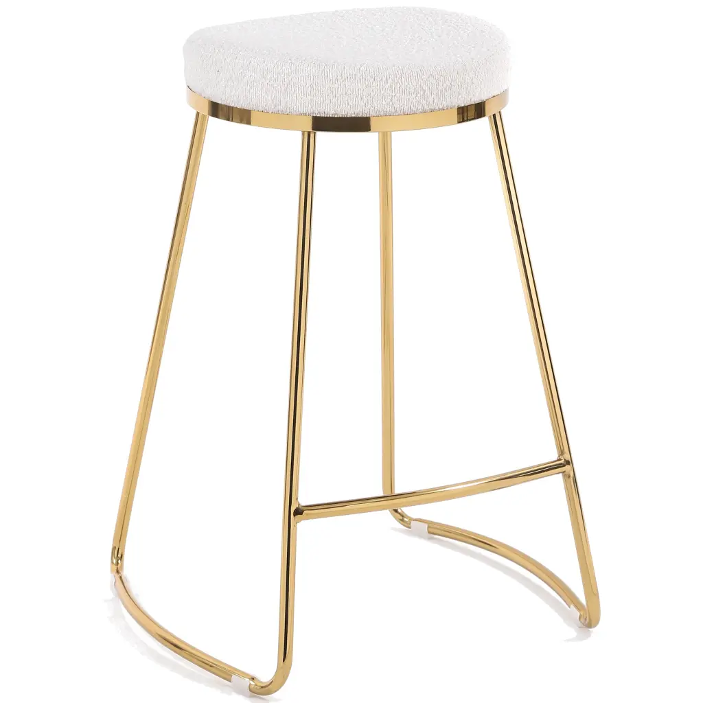 Jane 26 Mid Century Modern Premium Upholstered Stool White Boucle ashcroft furniture
