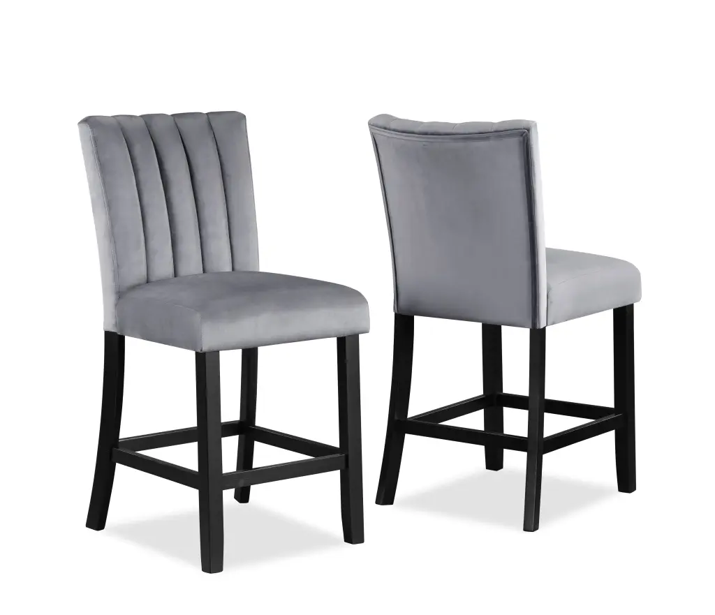 2 Piece Casual Upholstered Counter Height Velvet Chair Channel Design kanepe