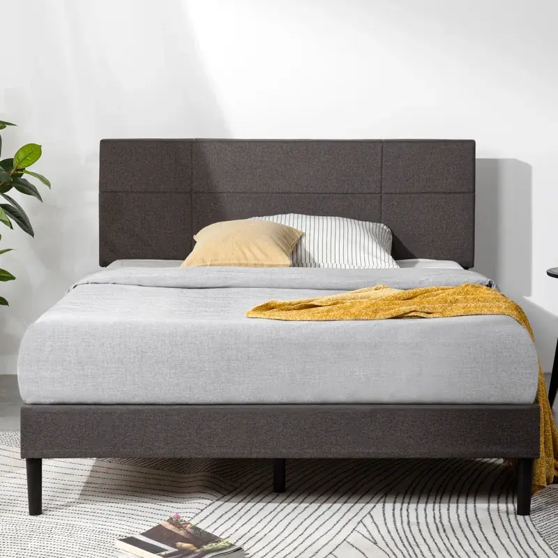 Denna Upholstered Standard Bed Dark Grey Upholstered Headboard b2711