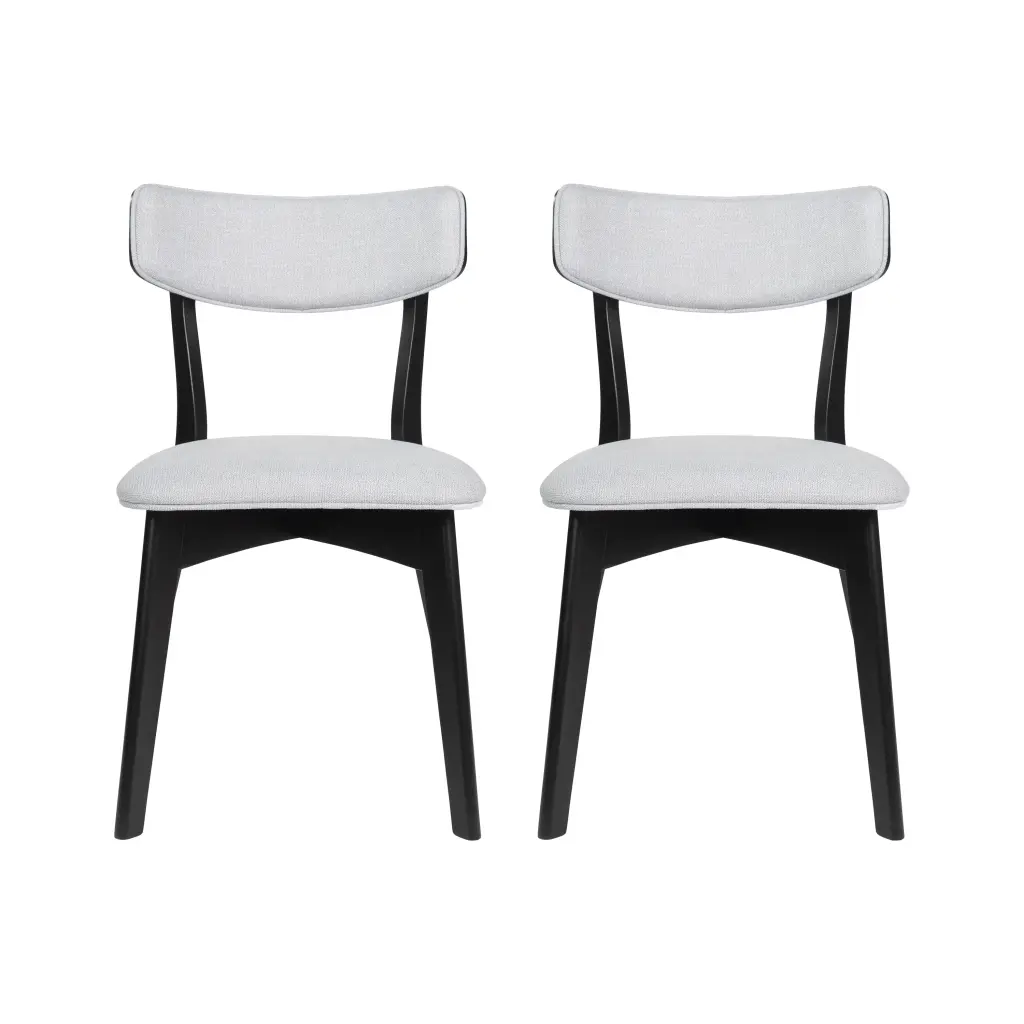 Set 2 Light Grey Upholstered Dining Chairs Kitchen or Dining Room nh-inmax