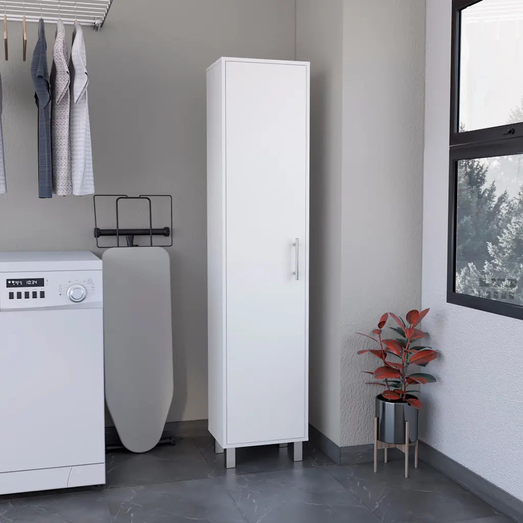 Laska 70 Inch Tall Storage Cabinet Broom Closet 4 Hangers rta muebles colombia