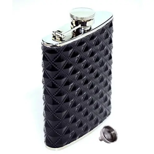 Hip Flask 6 Ounce Non-corrosive Steel w/ Diamond Grip Polyurethane Cover