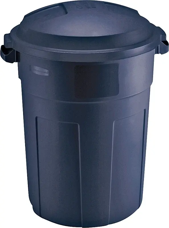 Rubbermaid FG2894FFBLAZB Refuse Container, 32 gal Capacity, Plastic, Blazer Navy, Snap-Fit Lid Closure