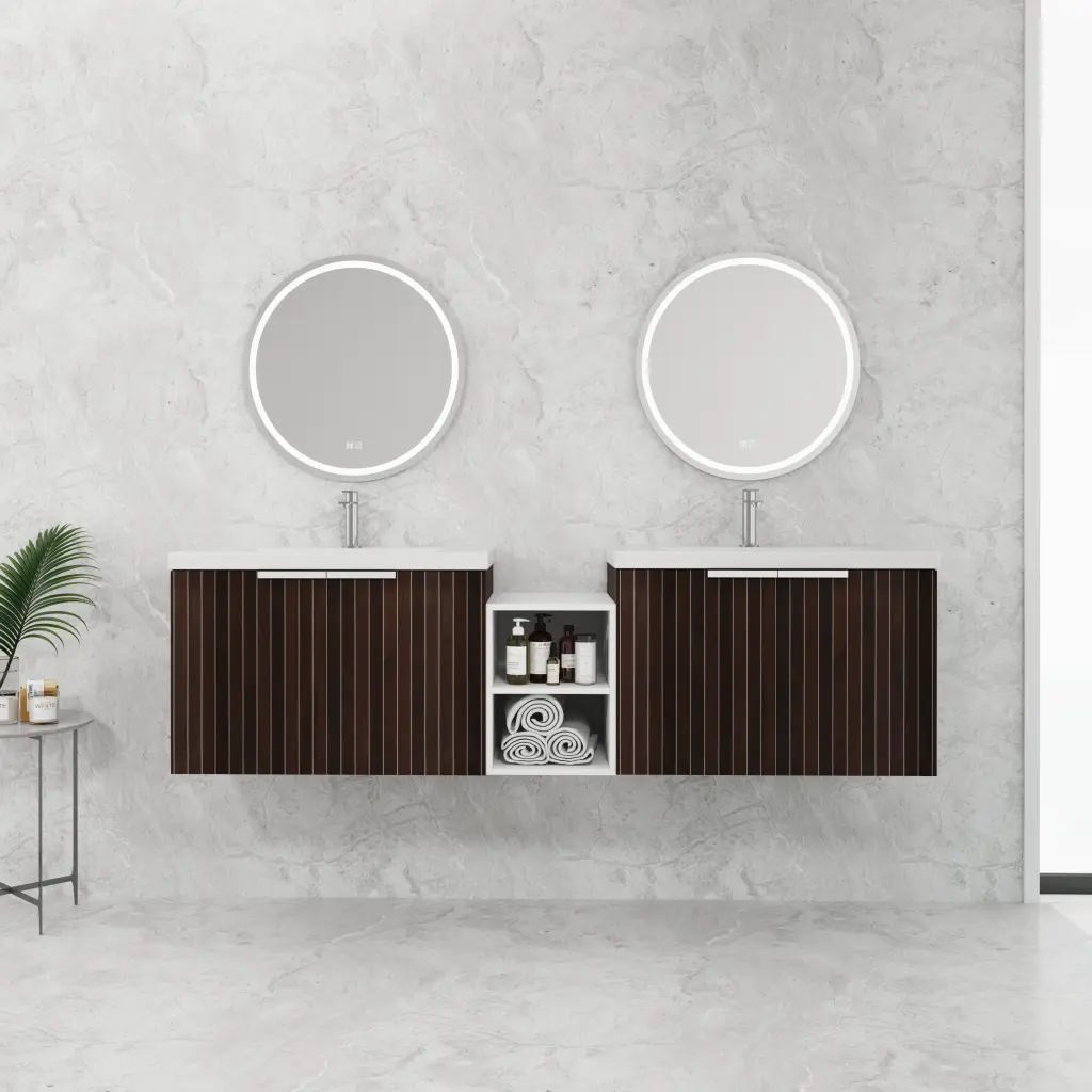 72 Inch Bathroom Vanity Soft Close Doors Sink and Small Storage g-lemon