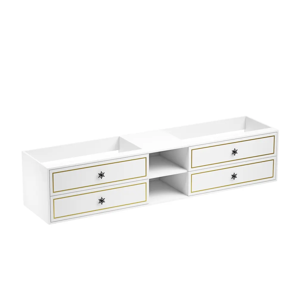 96 Inch Wall Hung Double Sink Bath Vanity Cabinet Only Bathroom Storage rnb