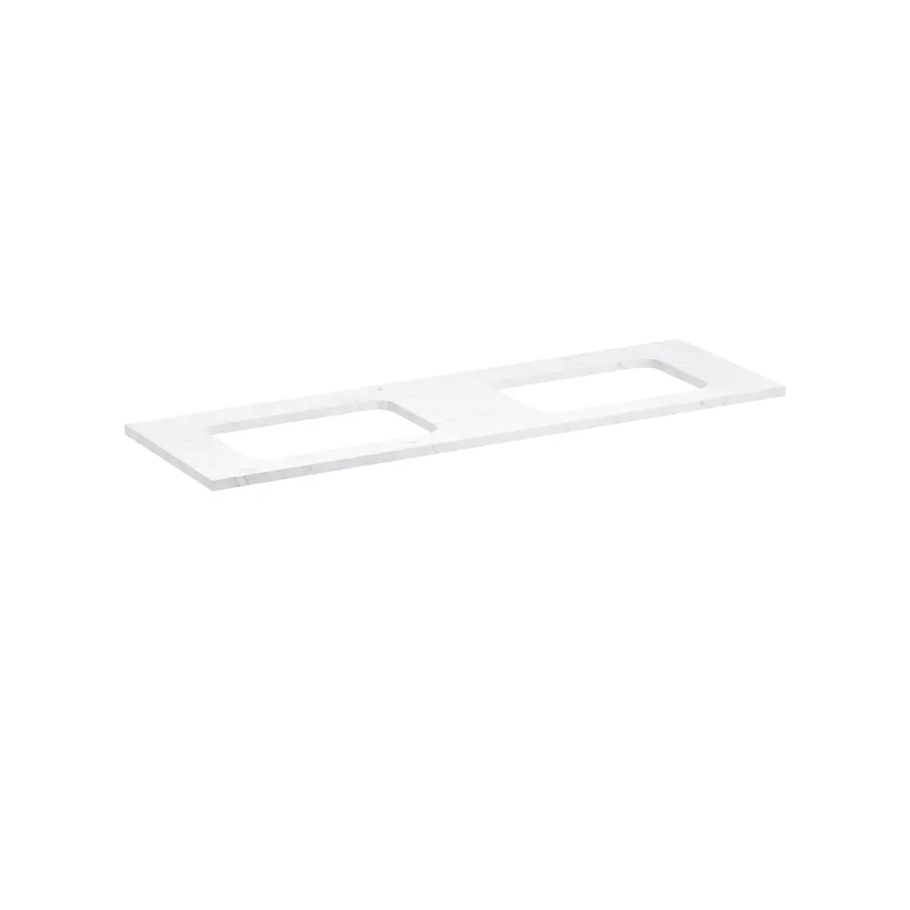 White Engineering Marble Rectangular Double Sink Dressing Table Mirror rnb